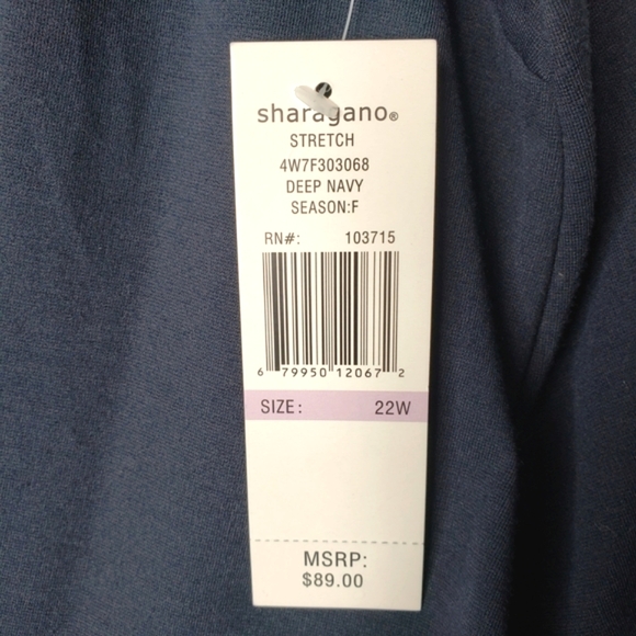 Sharagano Dress Sleeveless Navy Stretch Keyhole w/ Pockets A-Line Plus 22W NWT - Picture 7 of 14